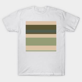 A fashionable farrago of Soldier Green, Beige, Grey/Green, Oxley and Gunmetal stripes. T-Shirt